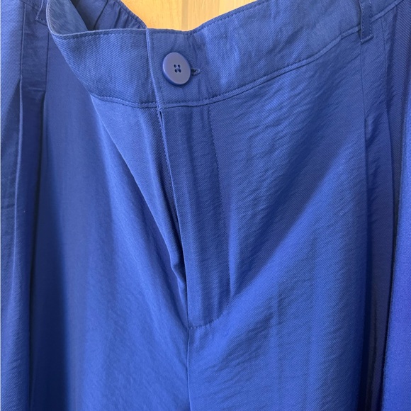 Liz Claiborne Royal Blue Wide Leg Pants, Plus Size 18 Zipper Elastic Waist NWTS - Picture 3 of 12